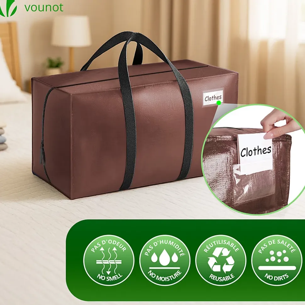 Lot de 10 sacs de demenagement grand format avec sangles et poignee marron VOUNOT