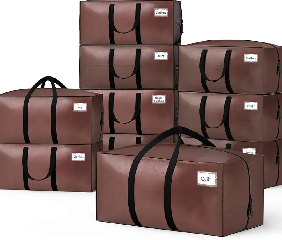 Lot de 10 sacs de demenagement grand format avec sangles et poignee marron VOUNOT