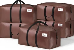 Lot de 5 sacs de demenagement grand format avec sangles et poignee marron VOUNOT