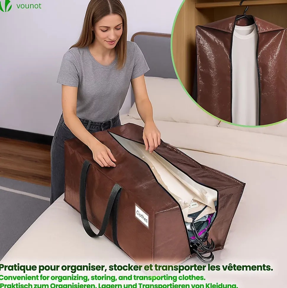 Lot de 5 sacs de demenagement grand format avec sangles et poignee marron VOUNOT