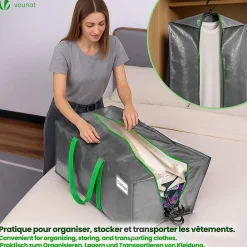 Lot de 10 sacs de demenagement grand format avec sangles et poignee gris VOUNOT