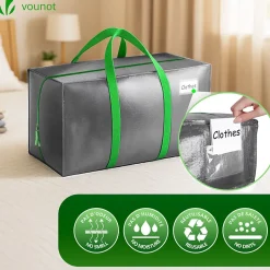 Lot de 10 sacs de demenagement grand format avec sangles et poignee gris VOUNOT