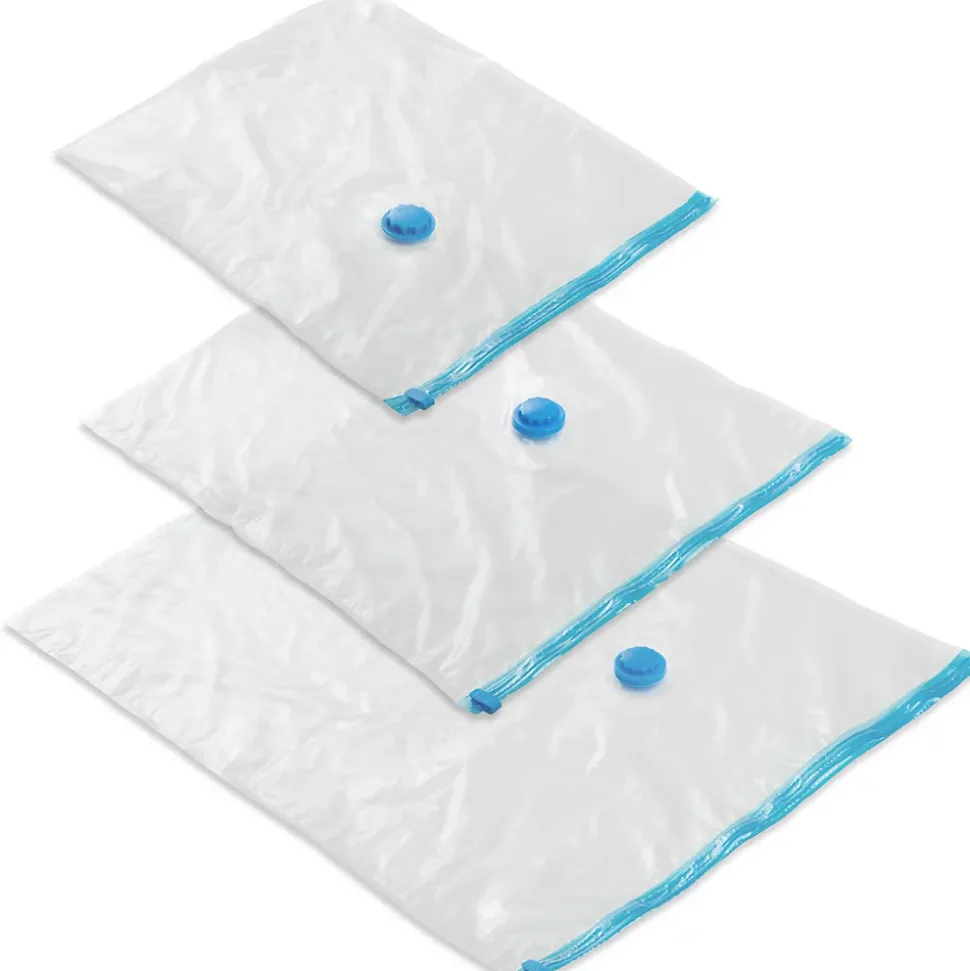 Lot de 20 sacs sous vide En 3 tailles vannes d'entrée et de sortie blanc transparent