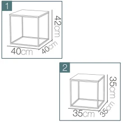 Lot de 2 tables d'appoint carrées, bout de canapé moderne en bois coloris chêne avec pieds métal - L 40 x p 40 x H 42 cm