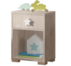 Lot de 2 tables de chevet enfant / Table de nuit coloris effet bois - Hauteur 56 x Longueur 40 x Profondeur 33 cm