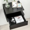 Lot de 2 tables de chevet murales - lot de 2 tables de nuit - tiroir coulissant, niche et plateau - panneau particules noir