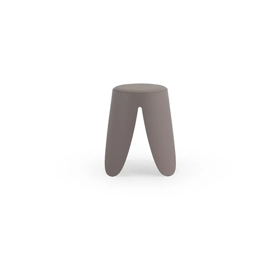 Lot de 4 tabourets bas en polypropylène avec assise tapissée simili cuir