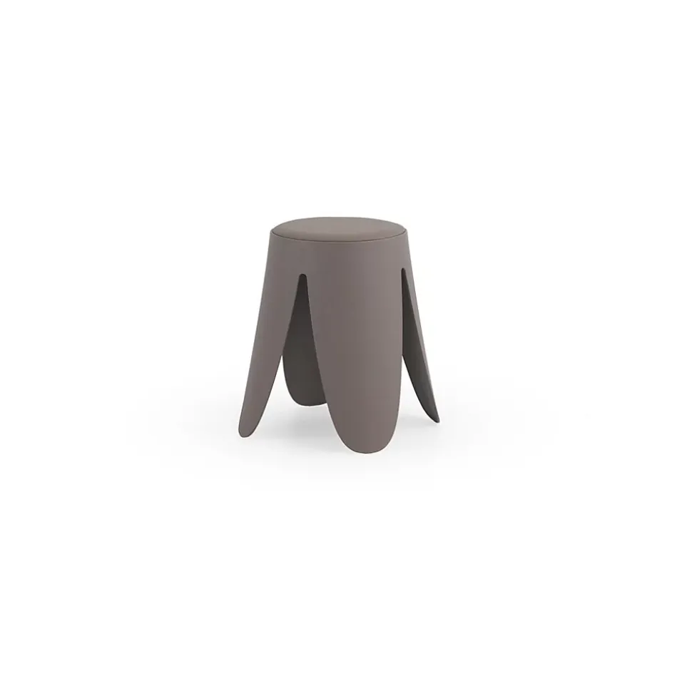 Lot de 4 tabourets bas en polypropylène avec assise tapissée simili cuir