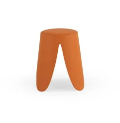 Lot de 4 tabourets bas en polypropylène avec assise tapissée simili cuir