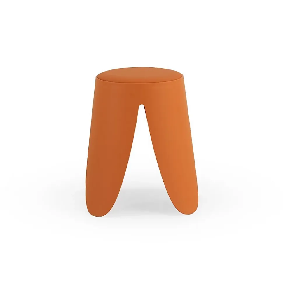 Lot de 4 tabourets bas en polypropylène avec assise tapissée simili cuir