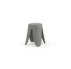 Lot de 4 tabourets bas en polypropylène avec assise tapissée simili cuir
