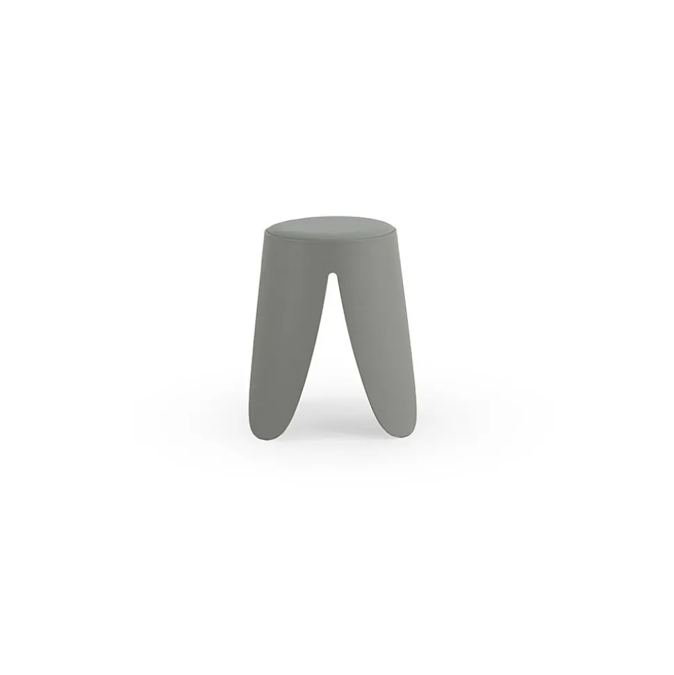 Lot de 4 tabourets bas en polypropylène avec assise tapissée simili cuir