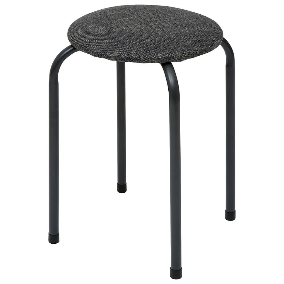 Lot de 2 tabourets d'appoint en métal et tissu chiné FLEXY