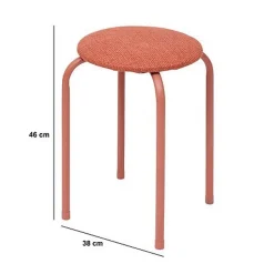 Lot de 2 tabourets d'appoint en métal et tissu chiné FLEXY