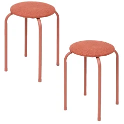 Lot de 2 tabourets d'appoint en métal et tissu chiné FLEXY