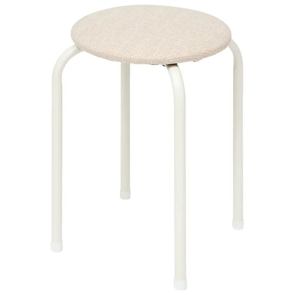 Lot de 2 tabourets d'appoint en métal et tissu chiné FLEXY