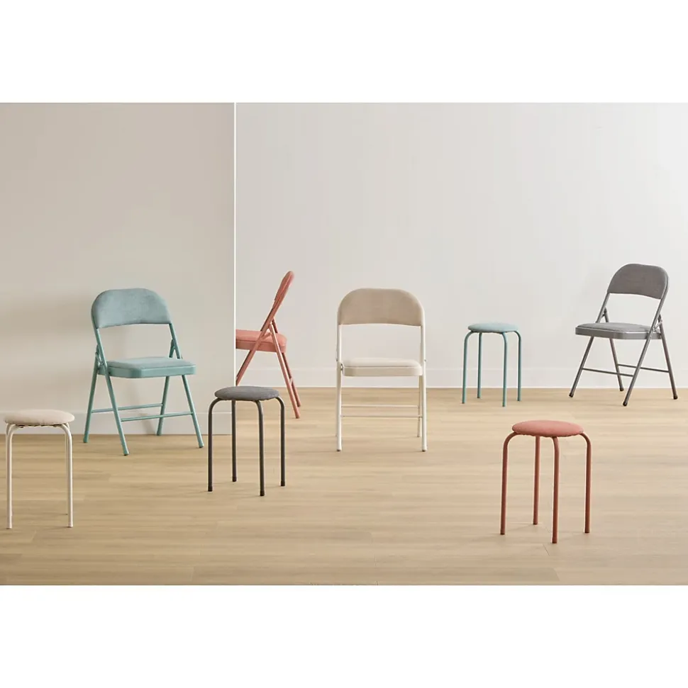 Lot de 2 tabourets d'appoint en métal et tissu chiné FLEXY