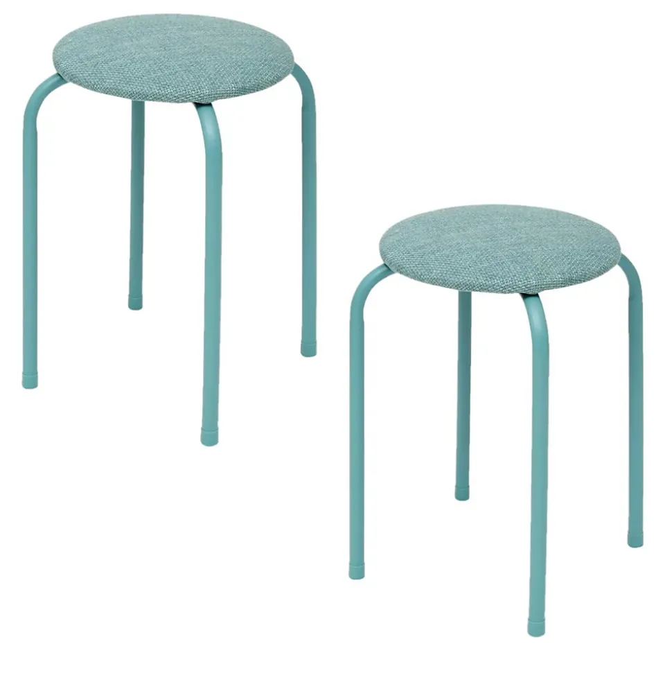 Lot de 2 tabourets d'appoint en métal et tissu chiné FLEXY