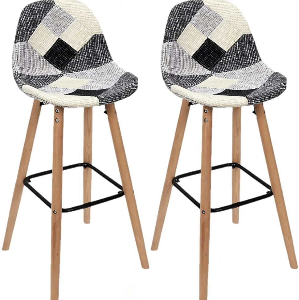 Lot de 2 Tabourets de bar Patchwork