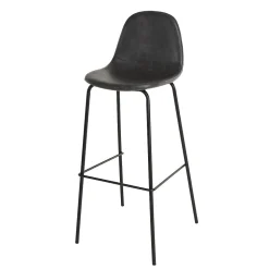 Lot de 2 tabourets de bar hauteur d'assise 80 cm noirs