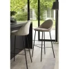 Lot de 2 tabourets de bar velours chamois et pieds métal noir