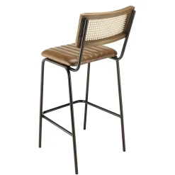 Lot de 2 tabourets de bar assise matelassée cuir dossier droit