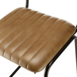 Lot de 2 tabourets de bar assise matelassée cuir dossier droit