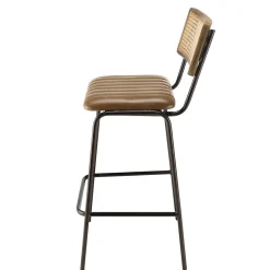 Lot de 2 tabourets de bar assise matelassée cuir dossier droit