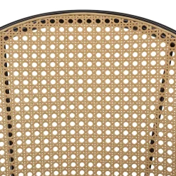 Lot de 2 tabourets de bar assise tissu noir dossier effet cannage