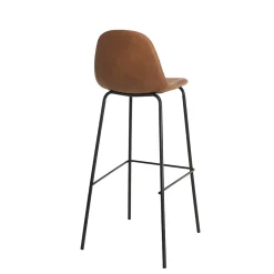 Lot de 2 tabourets de bar hauteur assise 80 cm marrons