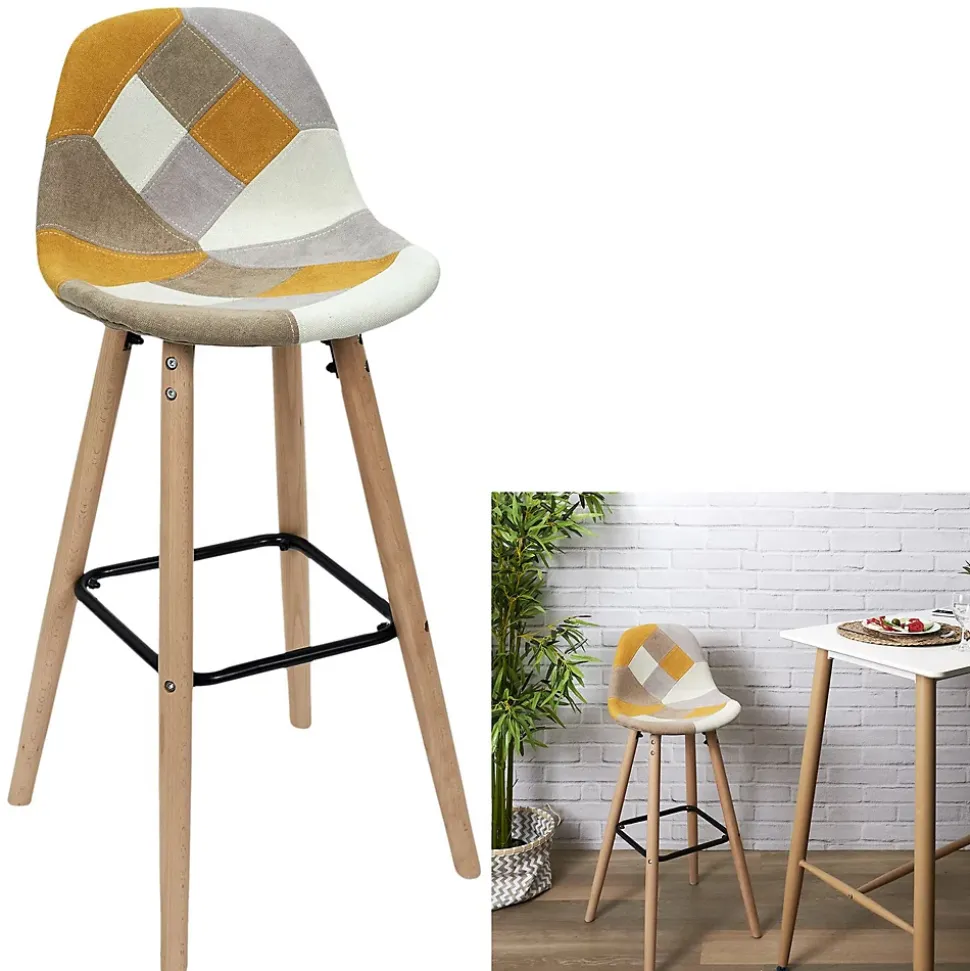 Lot de 2 Tabourets de bar Patchwork