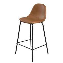 Lot de 2 tabourets de bar hauteur assise 65 cm marrons