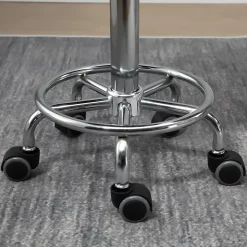 Lot de 2 tabourets de travail massage réglables - dossier ergonomique - acier chromé PU noir