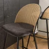 Lot de 2 tabourets d'ilot assise tissu noir dossier effet cannage