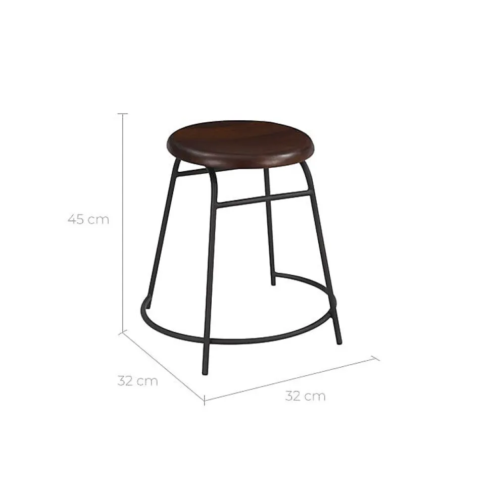 Lot de 2 tabourets en bois foncé - Barney