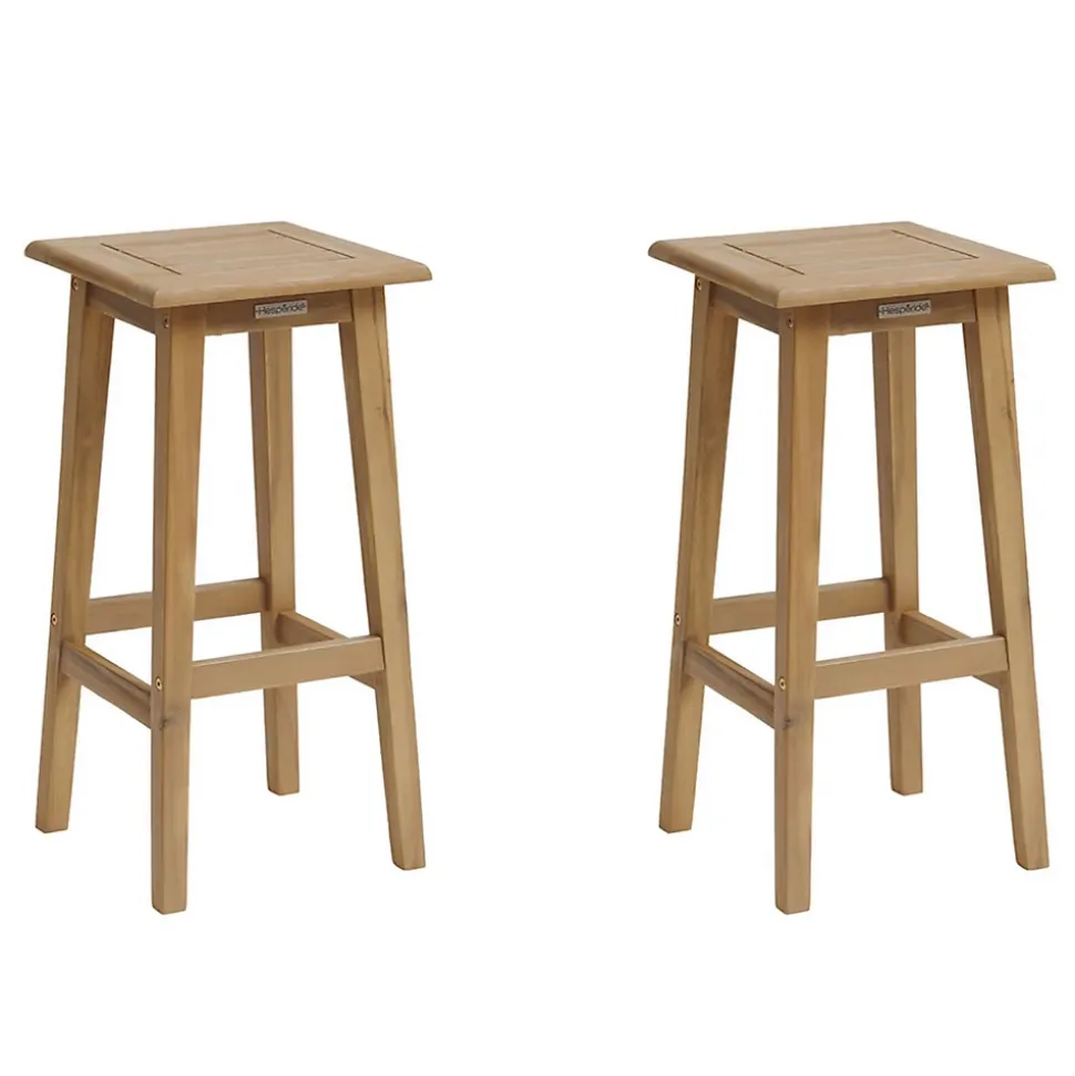 Lot de 2 tabourets hauts de jardin Tiwi en acacia