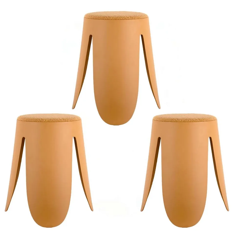 Lot de 3 tabourets Keystone avec assise en peluche