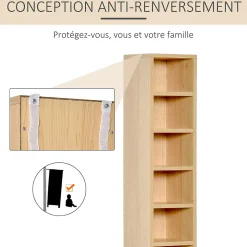Lot de 2 étagères colonnes rangement CD-DVD 6 + 6 compartiments dim. 21 x 19 x 88 cm max. 204 CD coloris hêtre