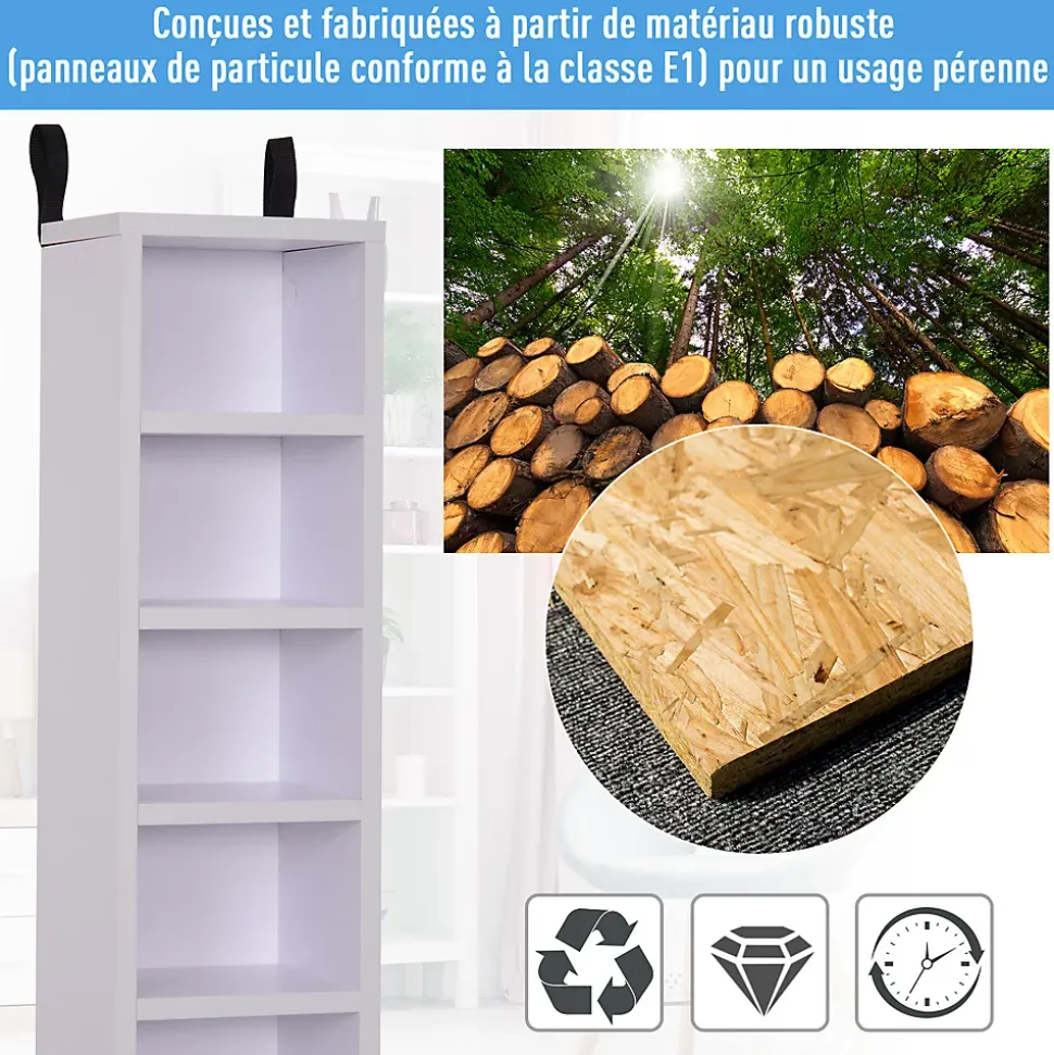 Lot de 2 étagères colonnes rangement CD-DVD 6 + 6 compartiments dim. 21 x 19 x 88 cm max. 204 CD