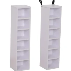 Lot de 2 étagères colonnes rangement CD-DVD 6 + 6 compartiments dim. 21 x 19 x 88 cm max. 204 CD