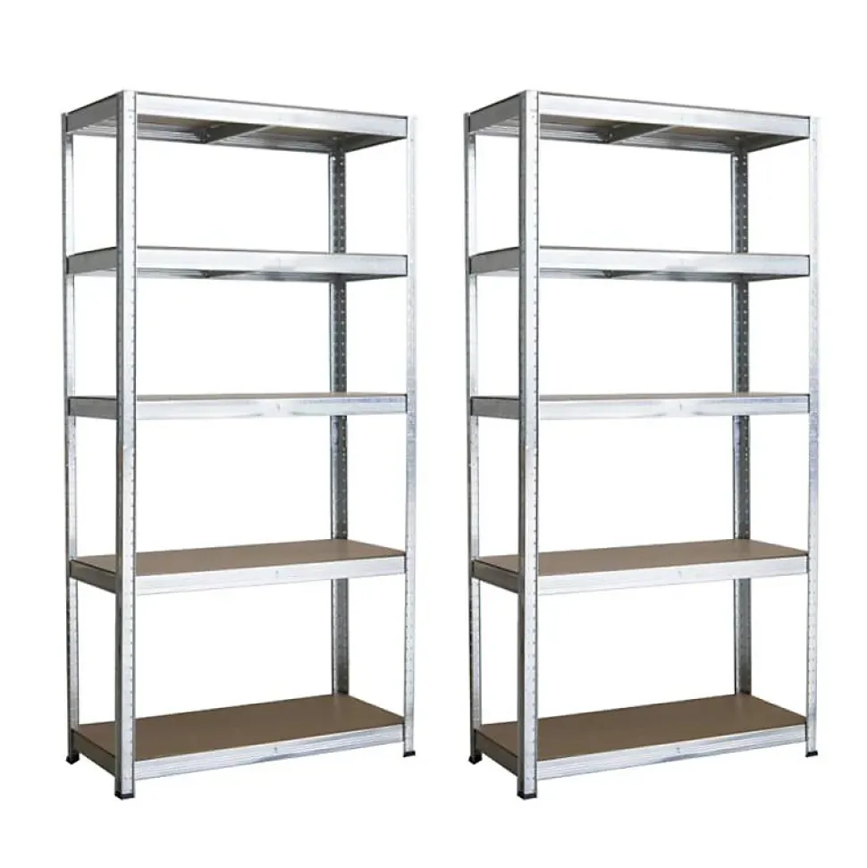 Lot de 2 étagères de rayonnage modulables en métal, 5 étages, 175kg/par étagère