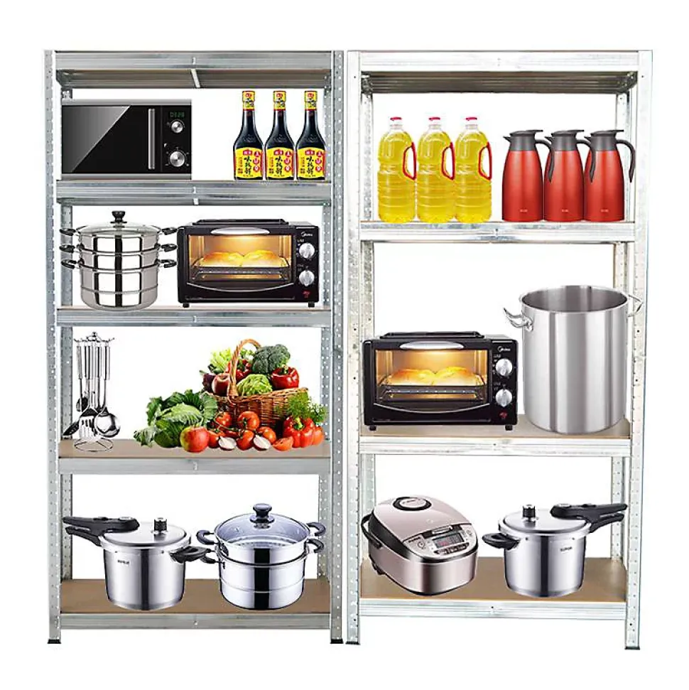 Lot de 2 étagères de rayonnage modulables en métal, 5 étages, 175kg/par étagère
