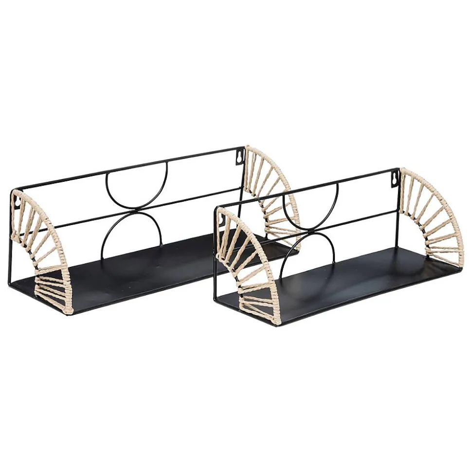 Lot de 2 étagères Mileva en métal L37/42cm noir - Atmosphera
