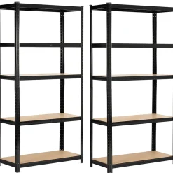 Lot de 2 étagères modulables 90 cm acier noirci charge maximale 875kg - L90xP40xH180 cm