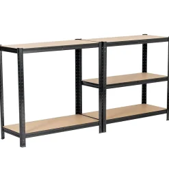 Lot de 2 étagères modulables 90 cm acier noirci charge maximale 875kg - L90xP40xH180 cm