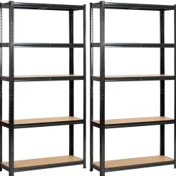 Lot de 2 étagères modulables 90 cm acier noirci charge maximale 875kg - L90xP30xH180 cm