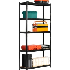 Lot de 2 étagères modulables 90 cm acier noirci charge maximale 875kg - L90xP30xH180 cm
