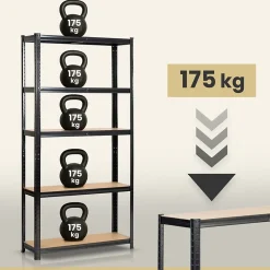 Lot de 2 étagères modulables 90 cm acier noirci charge maximale 875kg - L90xP30xH180 cm