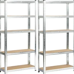Lot de 2 étagères modulables 70 cm acier galvanisé charge maximale 875kg - L70xP30xH154 cm