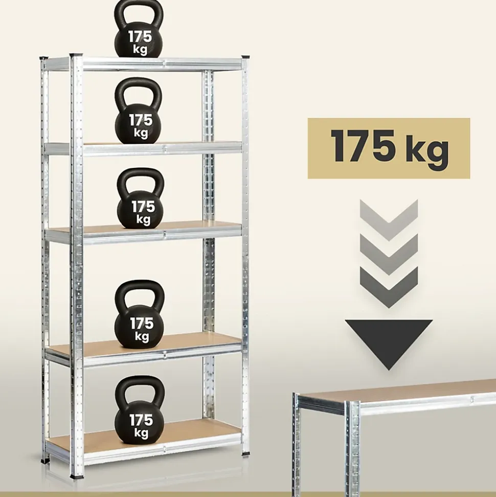 Lot de 2 étagères modulables 70 cm acier galvanisé charge maximale 875kg - L70xP30xH154 cm